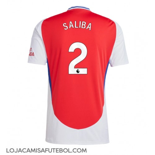 Camisa de Futebol Arsenal William Saliba #2 Equipamento Principal 2024-25 Manga Curta